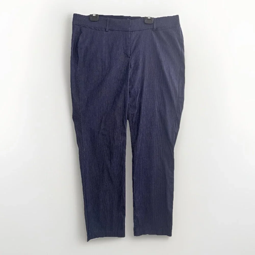 NEW Lane Bryant Blue Pinstripe Trousers Pants Plus Size 18 Straight Leg Career